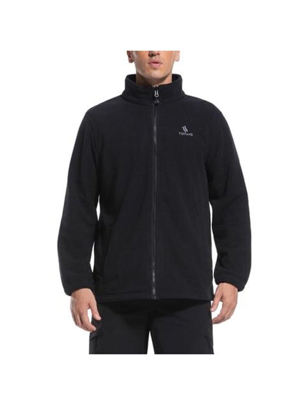 Men's Lightweight Fleece Jacket Full Zip Classic Polar Fleece Inner Lining Black